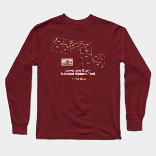 Route Map Design, The Lewis and Clark Trail Long Sleeve T-Shirt